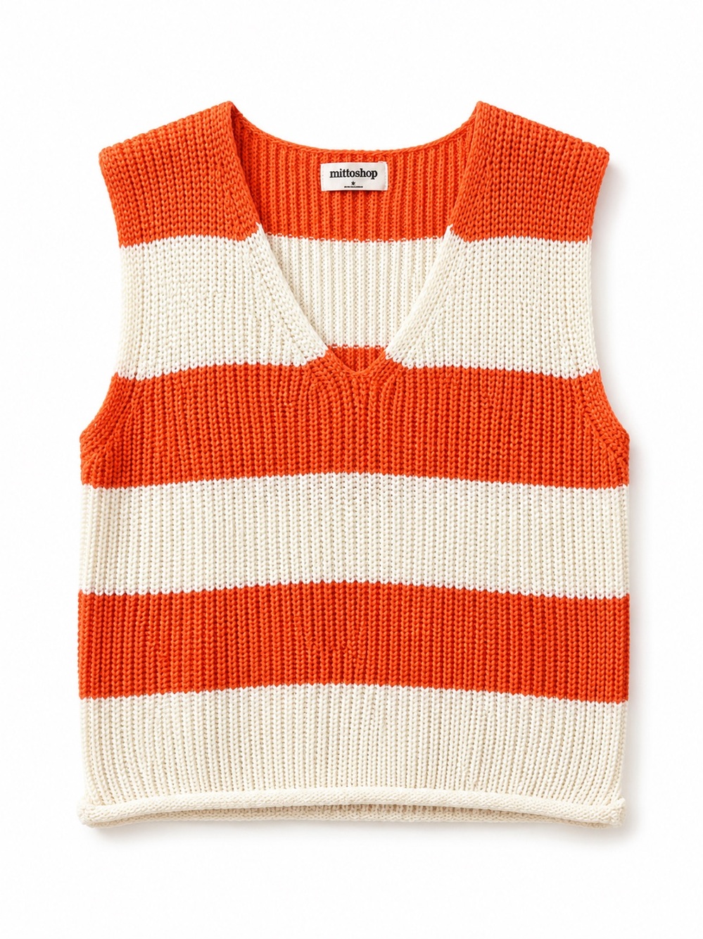 mittoshop Red and White Striped Knit Sleeveless Sweater Vest